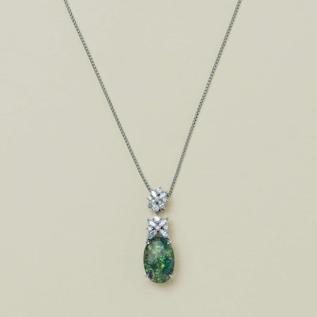 Deja Vu Platinum 4.11ct Opal & Diamond Pendant - Necklace - Walker & Hall