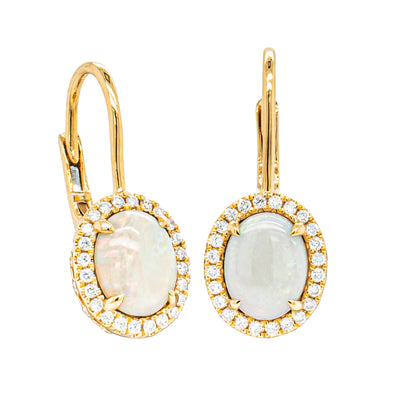 18ct Yellow Gold 2.20ct Opal & Diamond Sierra Earrings-Earrings-Walker & Hall