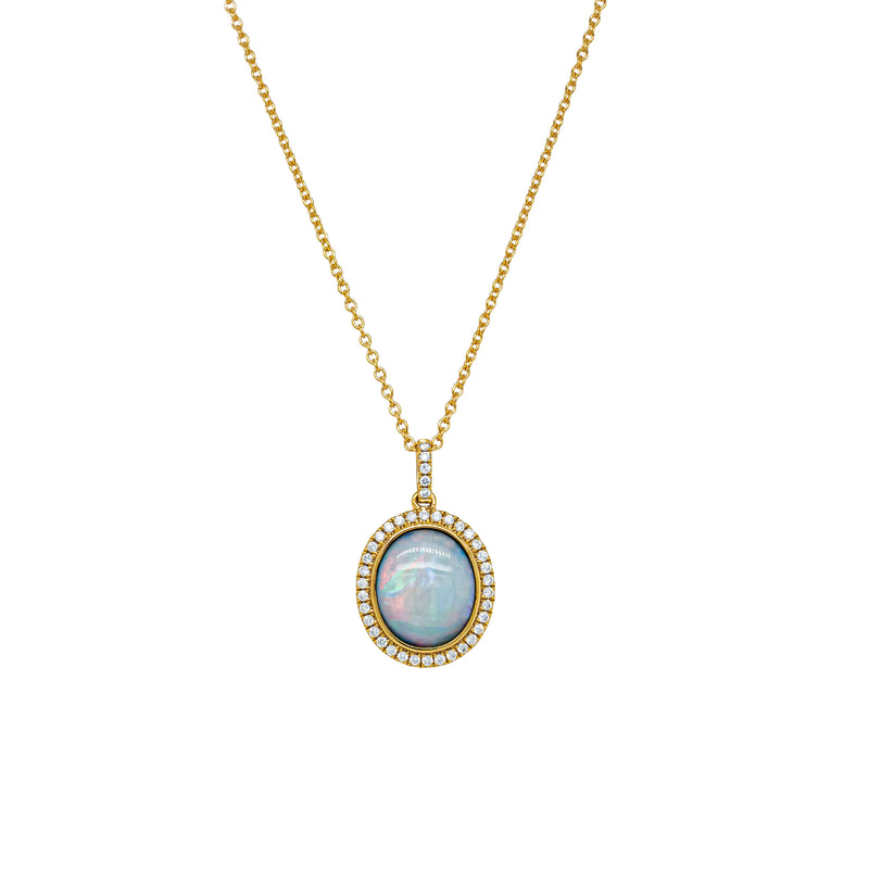 18ct Yellow Gold 1.46ct Opal & Diamond Isla Pendant-Necklace-Walker & Hall