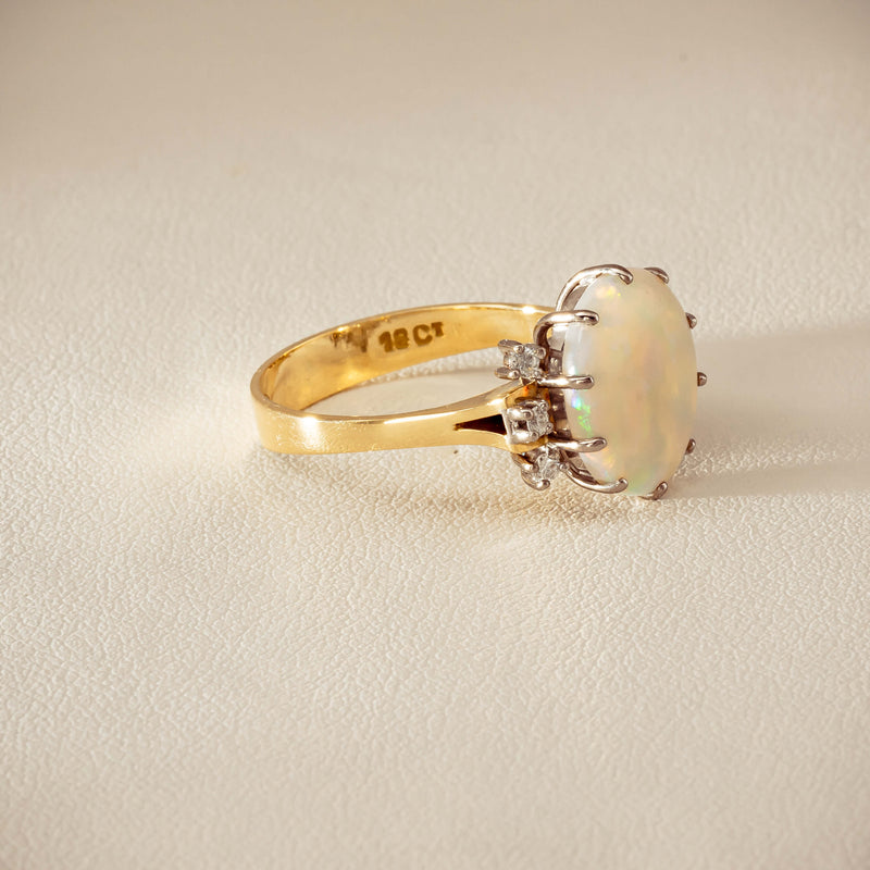 Deja Vu 18ct Yellow Gold Opal & Diamond Ring - Ring - Walker & Hall