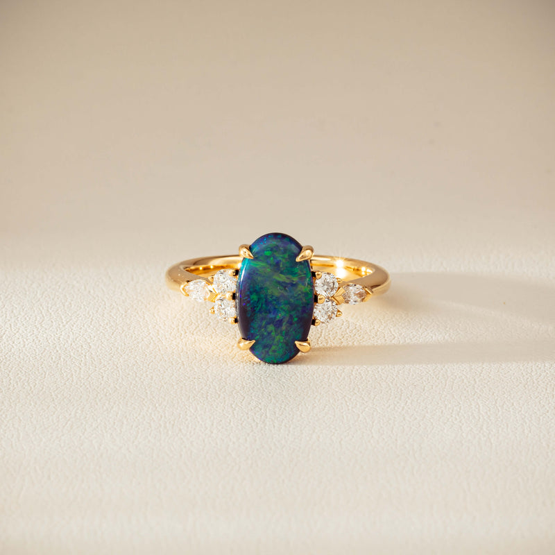 18ct Yellow Gold 1.48ct Opal & Diamond Oriana Ring-Ring-Walker & Hall