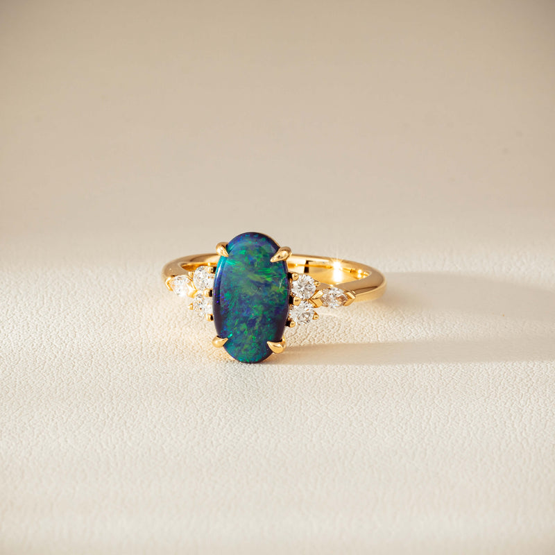 18ct Yellow Gold 1.48ct Opal & Diamond Oriana Ring-Ring-Walker & Hall
