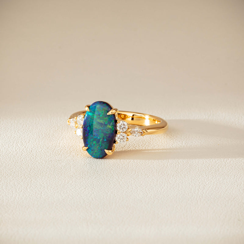 18ct Yellow Gold 1.48ct Opal & Diamond Oriana Ring-Ring-Walker & Hall