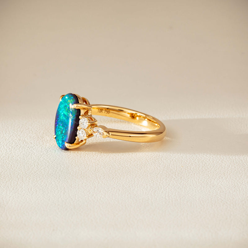 18ct Yellow Gold 1.48ct Opal & Diamond Oriana Ring-Ring-Walker & Hall