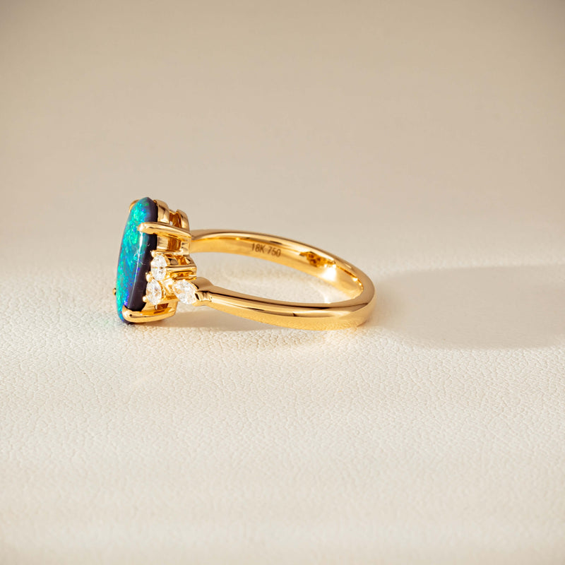 18ct Yellow Gold 1.48ct Opal & Diamond Oriana Ring-Ring-Walker & Hall