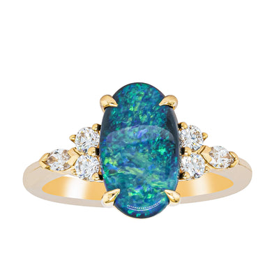 18ct Yellow Gold 1.48ct Opal & Diamond Oriana Ring-Ring-Walker & Hall