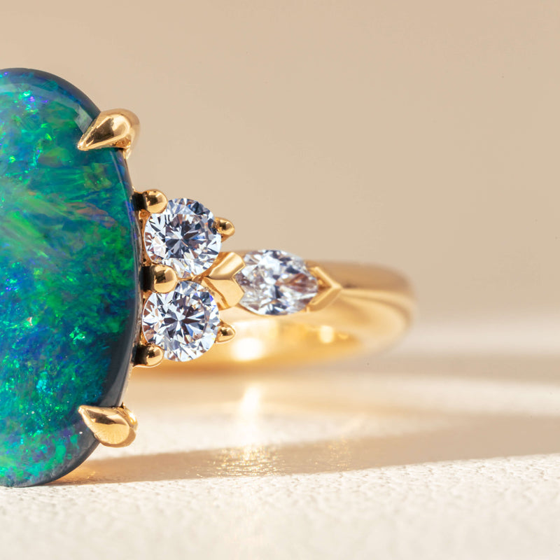 18ct Yellow Gold 1.48ct Opal & Diamond Oriana Ring-Ring-Walker & Hall