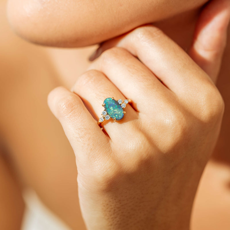 18ct Yellow Gold 1.48ct Opal & Diamond Oriana Ring-Ring-Walker & Hall