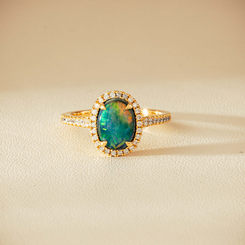 18ct Yellow Gold 1.82ct Opal & Diamond Sierra Ring - Ring - Walker & Hall
