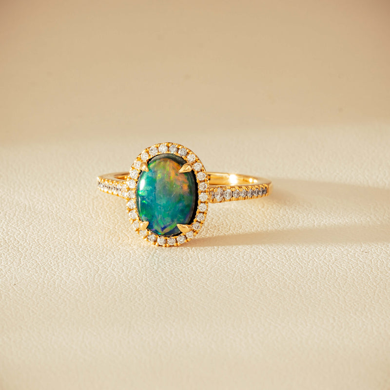 18ct Yellow Gold 1.82ct Opal & Diamond Sierra Ring - Ring - Walker & Hall