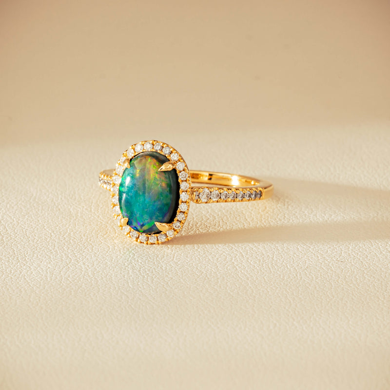 18ct Yellow Gold 1.82ct Opal & Diamond Sierra Ring - Ring - Walker & Hall