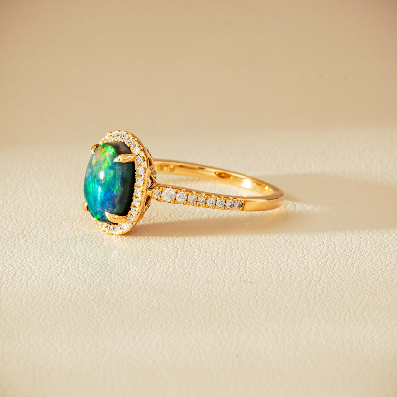 18ct Yellow Gold 1.82ct Opal & Diamond Sierra Ring - Ring - Walker & Hall