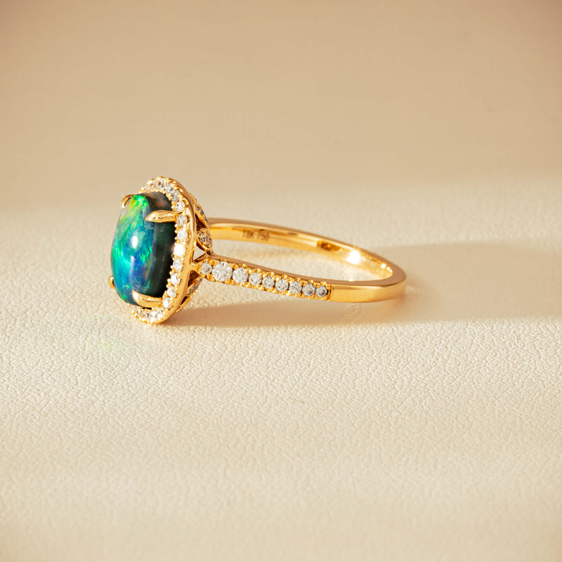18ct Yellow Gold 1.82ct Opal & Diamond Sierra Ring - Ring - Walker & Hall