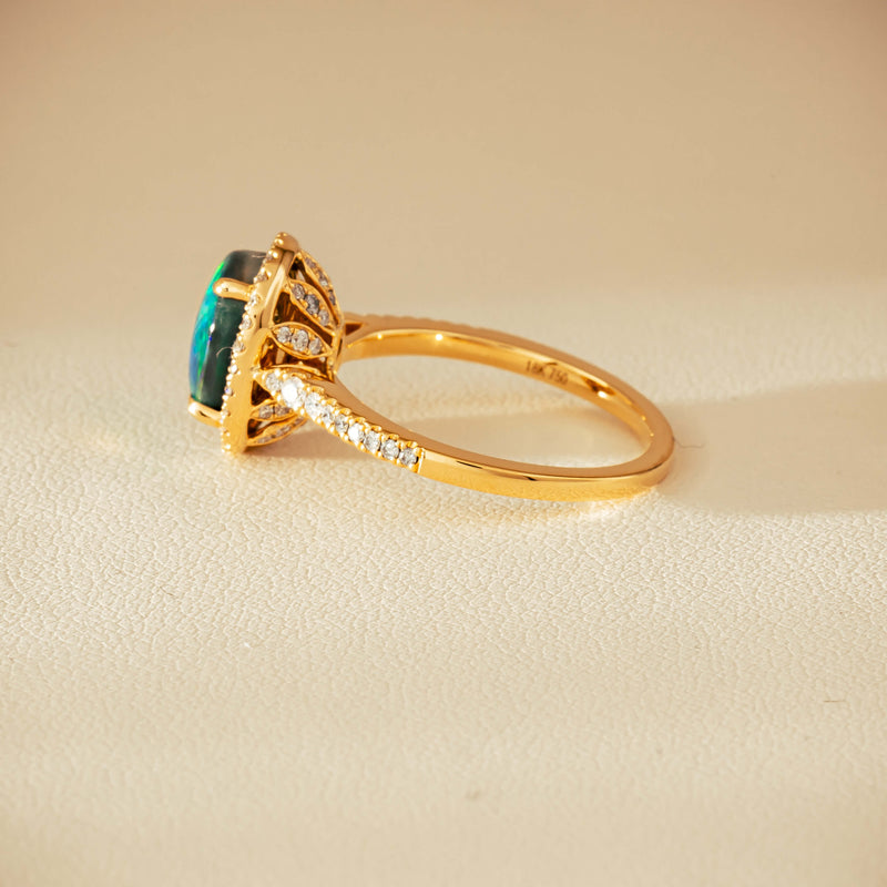 18ct Yellow Gold 1.82ct Opal & Diamond Sierra Ring - Ring - Walker & Hall