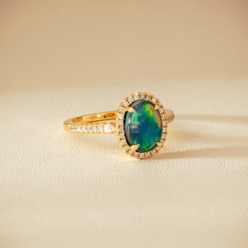18ct Yellow Gold 1.82ct Opal & Diamond Sierra Ring - Ring - Walker & Hall
