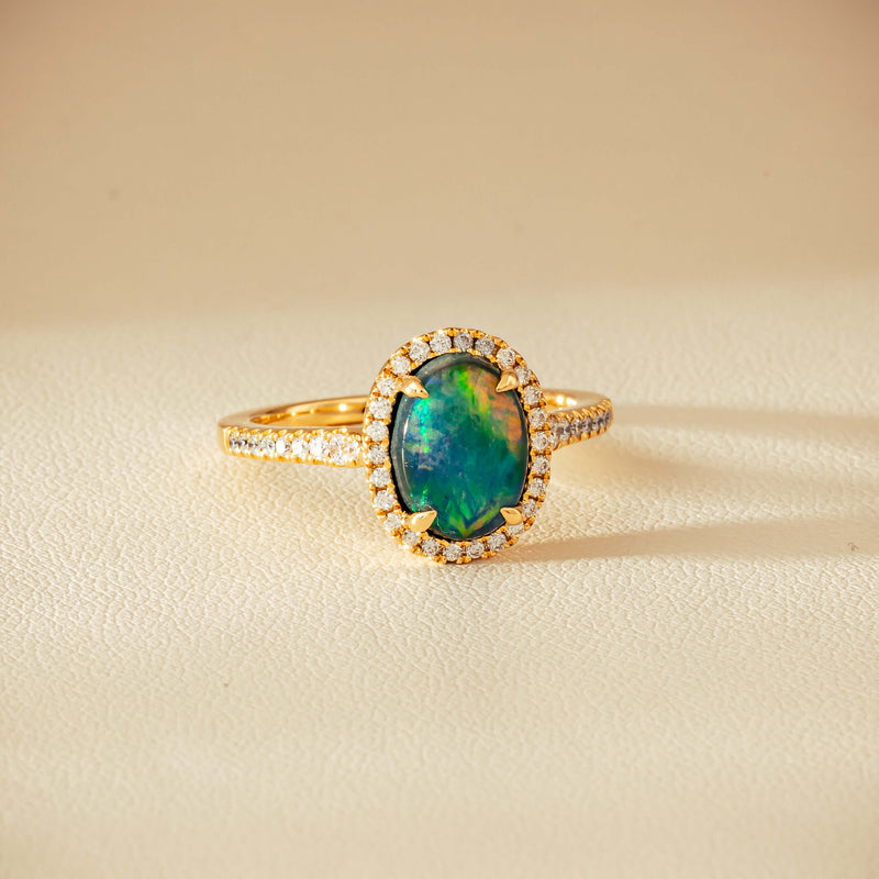 18ct Yellow Gold 1.82ct Opal & Diamond Sierra Ring - Ring - Walker & Hall