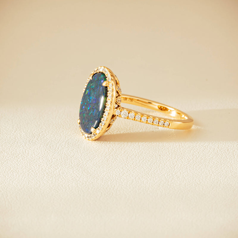 18ct Yellow Gold 1.48ct Opal & Diamond Sierra Ring - Ring - Walker & Hall