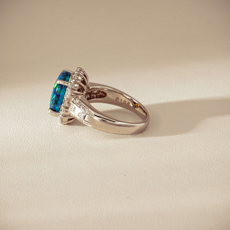 Deja Vu Platinum 3.08ct Opal & Diamond Cluster Ring - Ring - Walker & Hall