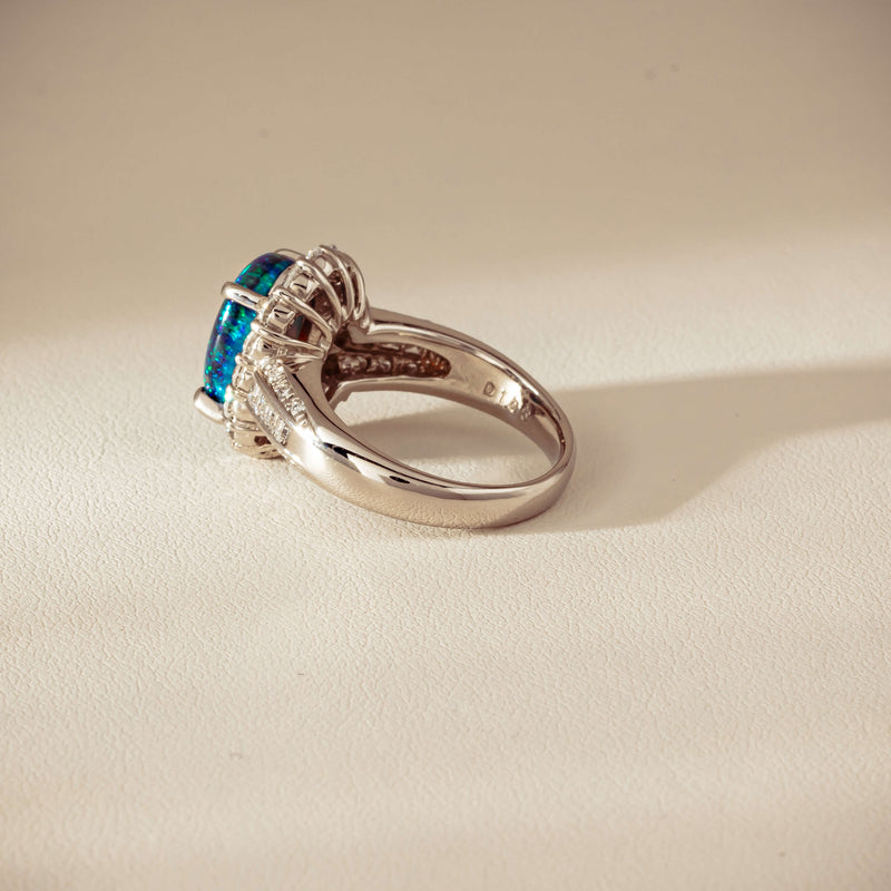 Deja Vu Platinum 3.08ct Opal & Diamond Cluster Ring - Ring - Walker & Hall