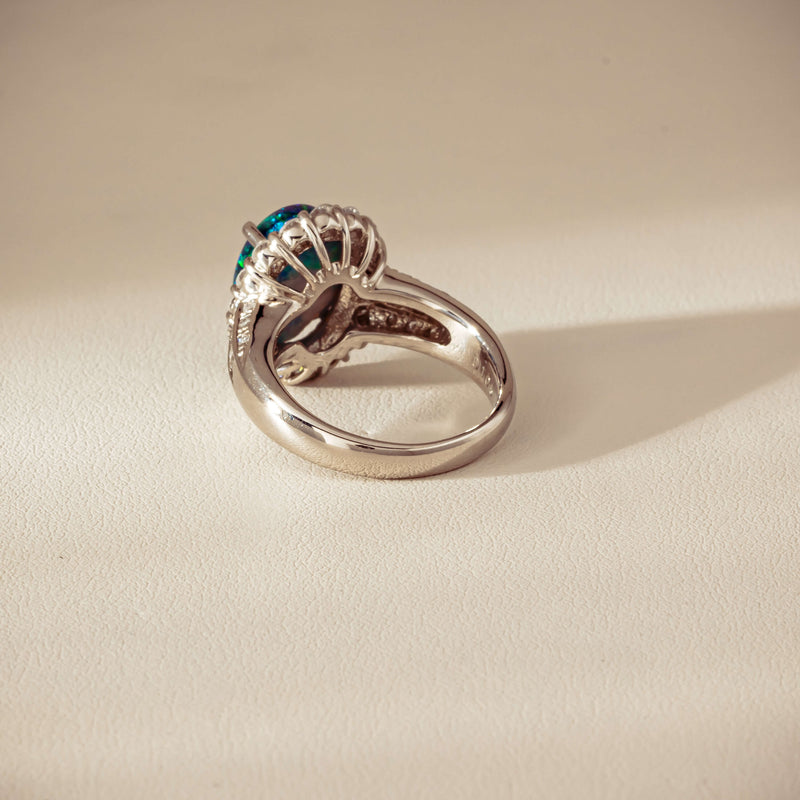 Deja Vu Platinum 3.08ct Opal & Diamond Cluster Ring - Ring - Walker & Hall