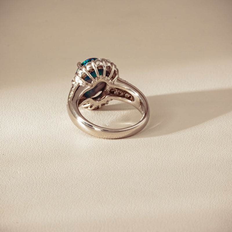 Deja Vu Platinum 3.08ct Opal & Diamond Cluster Ring - Ring - Walker & Hall