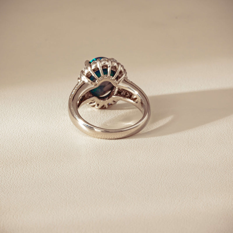 Deja Vu Platinum 3.08ct Opal & Diamond Cluster Ring - Ring - Walker & Hall