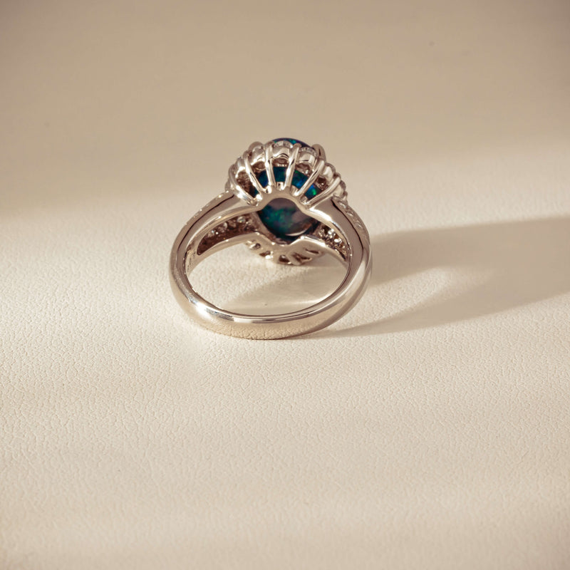 Deja Vu Platinum 3.08ct Opal & Diamond Cluster Ring - Ring - Walker & Hall