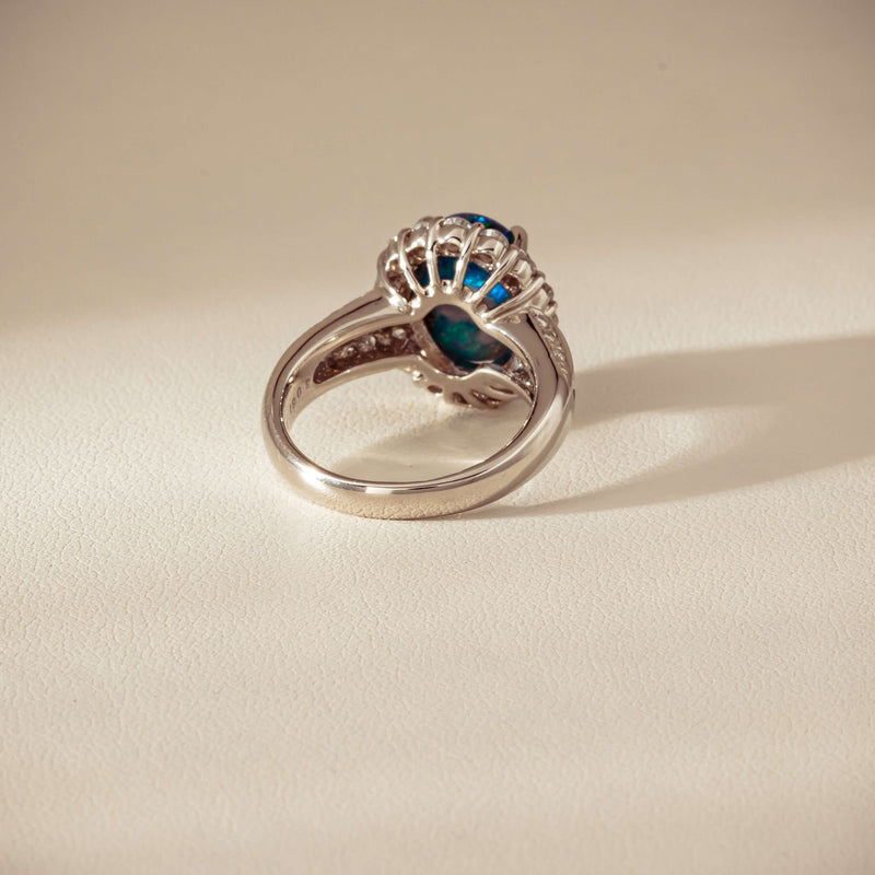Deja Vu Platinum 3.08ct Opal & Diamond Cluster Ring - Ring - Walker & Hall