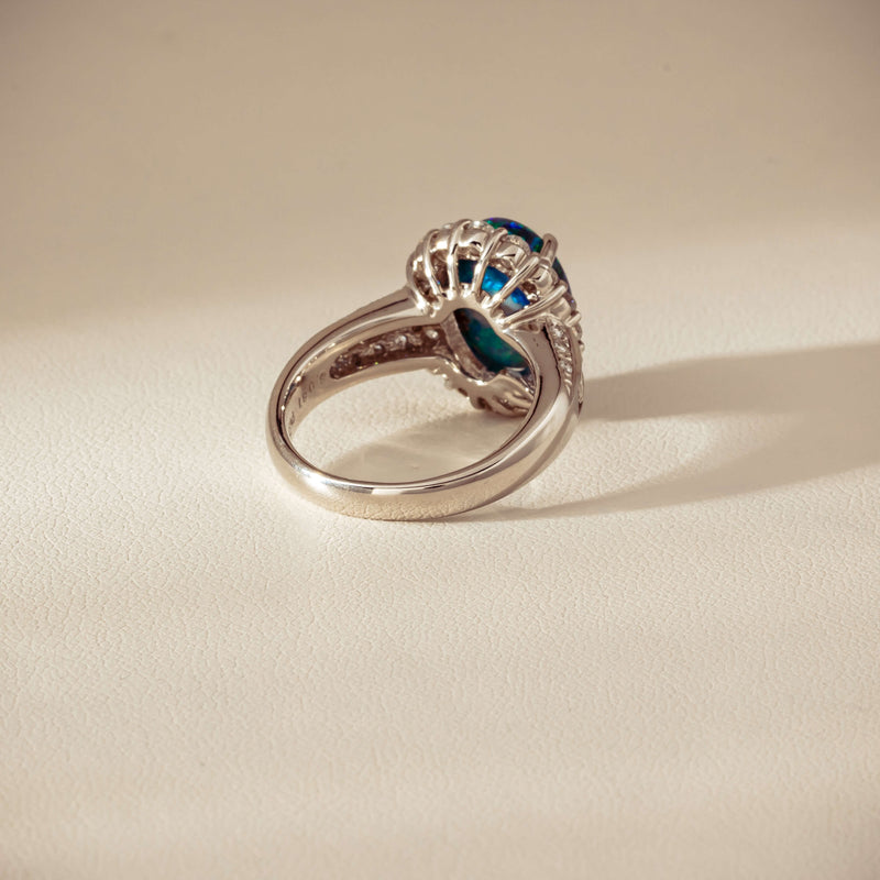 Deja Vu Platinum 3.08ct Opal & Diamond Cluster Ring - Ring - Walker & Hall