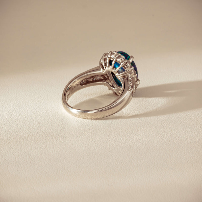 Deja Vu Platinum 3.08ct Opal & Diamond Cluster Ring - Ring - Walker & Hall