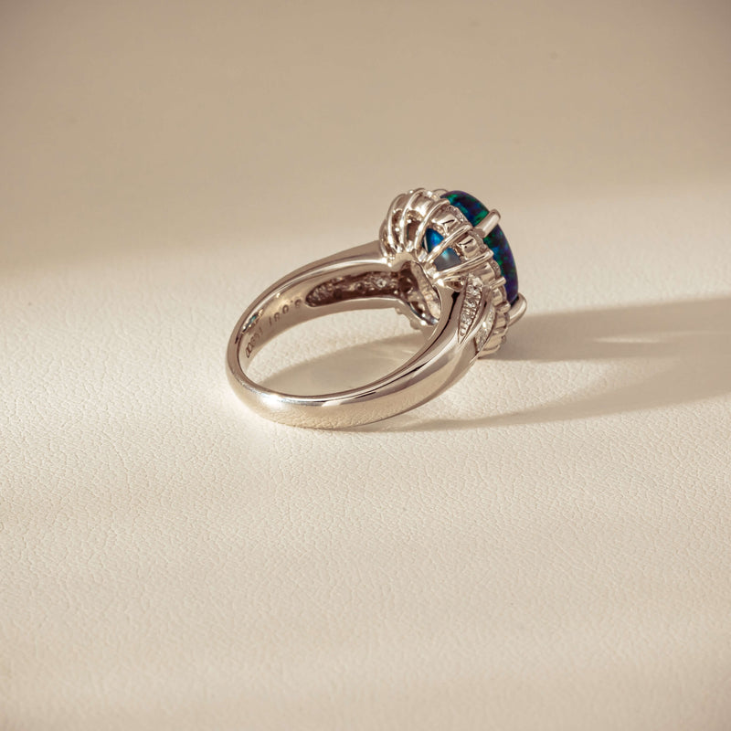 Deja Vu Platinum 3.08ct Opal & Diamond Cluster Ring - Ring - Walker & Hall