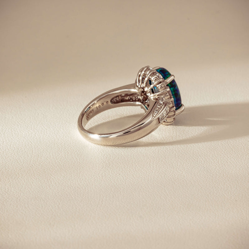 Deja Vu Platinum 3.08ct Opal & Diamond Cluster Ring - Ring - Walker & Hall