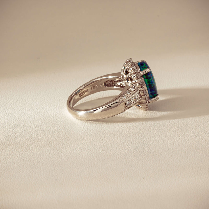 Deja Vu Platinum 3.08ct Opal & Diamond Cluster Ring - Ring - Walker & Hall