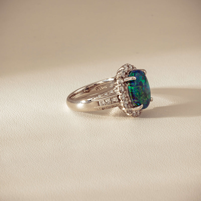 Deja Vu Platinum 3.08ct Opal & Diamond Cluster Ring - Ring - Walker & Hall