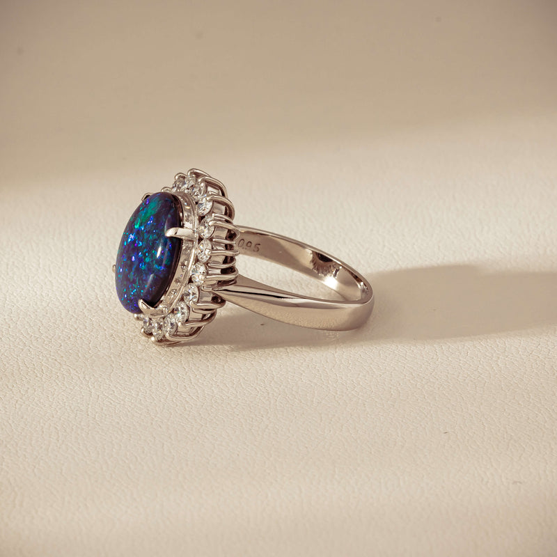 Deja Vu Platinum 2.91ct Opal & Diamond Cluster Ring - Ring - Walker & Hall