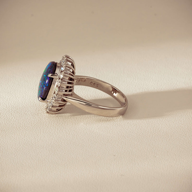 Deja Vu Platinum 2.91ct Opal & Diamond Cluster Ring - Ring - Walker & Hall