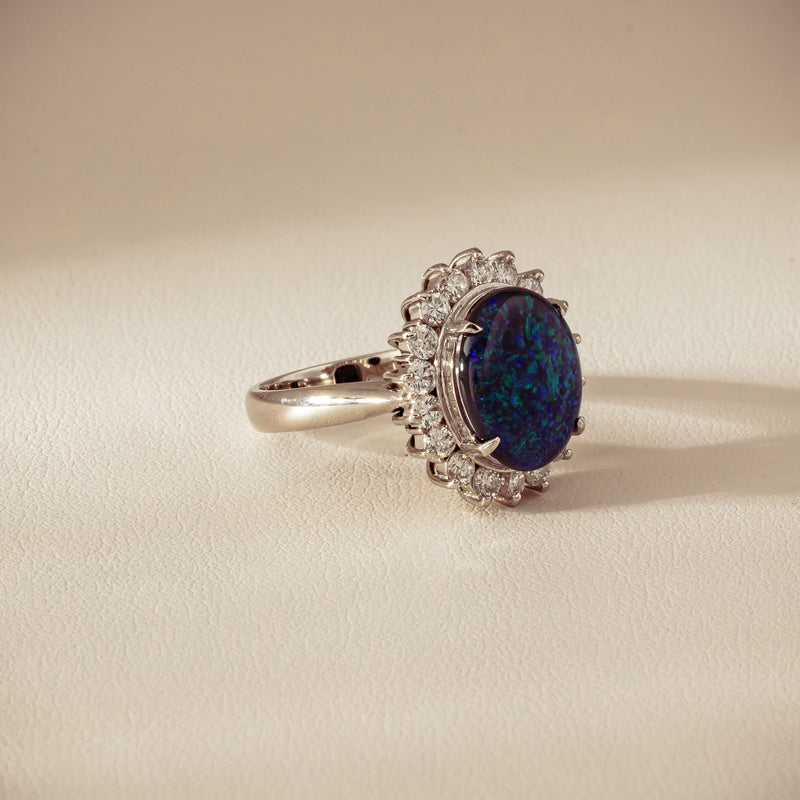 Deja Vu Platinum 2.91ct Opal & Diamond Cluster Ring - Ring - Walker & Hall