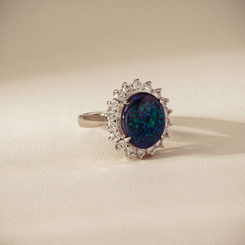 Deja Vu Platinum 2.91ct Opal & Diamond Cluster Ring - Ring - Walker & Hall