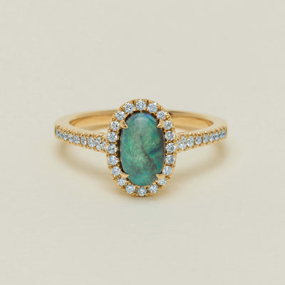 18ct Yellow Gold 1.21ct Opal & Diamond Mini Sierra Ring - Ring - Walker & Hall