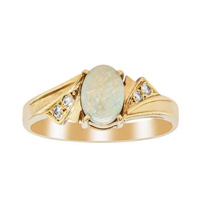 Deja Vu 14ct Yellow Gold Opal & Diamond Ring - Size K 1/2 - Ring - Walker & Hall