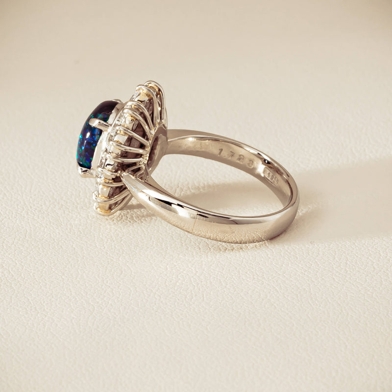 Deja Vu Platinum 1.72ct Opal & Diamond Cluster Ring - Ring - Walker & Hall