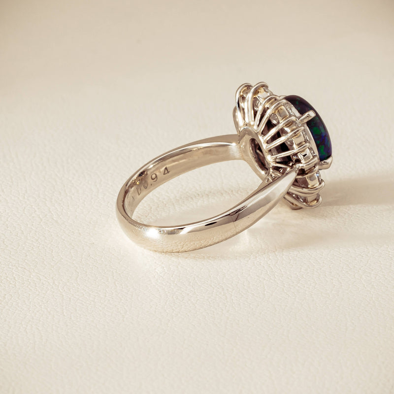Deja Vu Platinum 1.72ct Opal & Diamond Cluster Ring - Ring - Walker & Hall