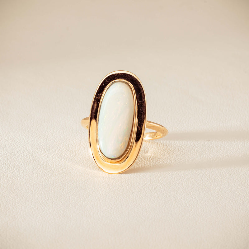 Deja Vu 15ct Rose Gold Opal Bezel-Set Ring - Ring - Walker & Hall
