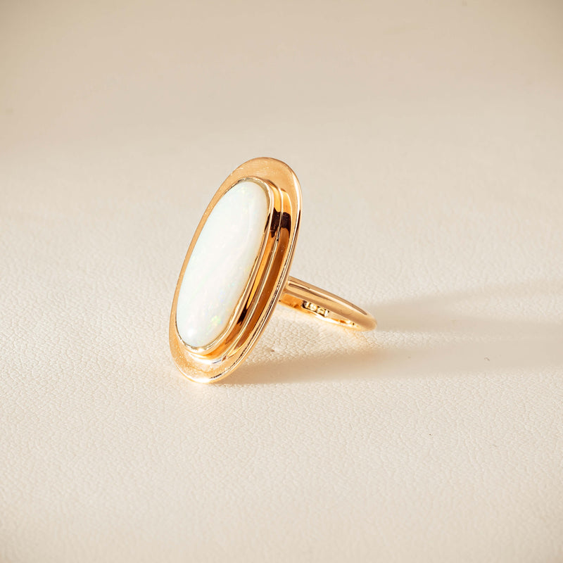 Deja Vu 15ct Rose Gold Opal Bezel-Set Ring - Ring - Walker & Hall