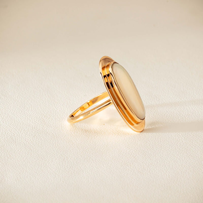 Deja Vu 15ct Rose Gold Opal Bezel-Set Ring - Ring - Walker & Hall