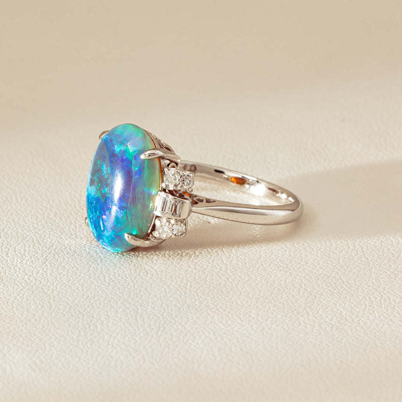 Vintage Silver/Palladium/Gold Opal & Diamond Ring - Ring - Walker & Hall