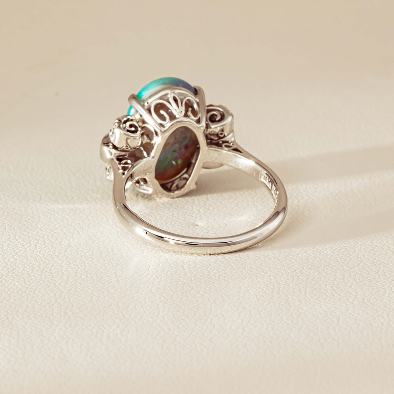 Vintage Silver/Palladium/Gold Opal & Diamond Ring - Ring - Walker & Hall