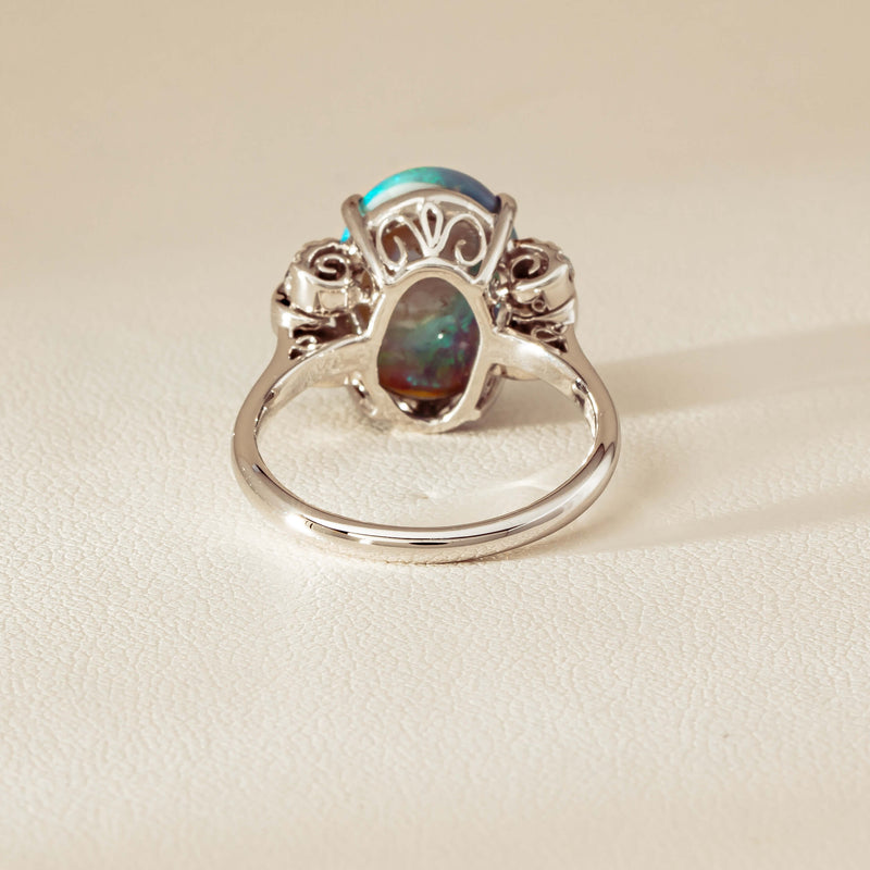 Vintage Silver/Palladium/Gold Opal & Diamond Ring - Ring - Walker & Hall