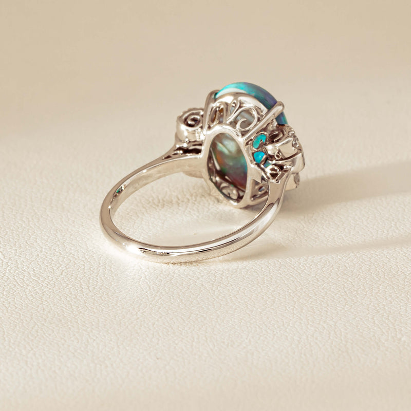Vintage Silver/Palladium/Gold Opal & Diamond Ring - Ring - Walker & Hall