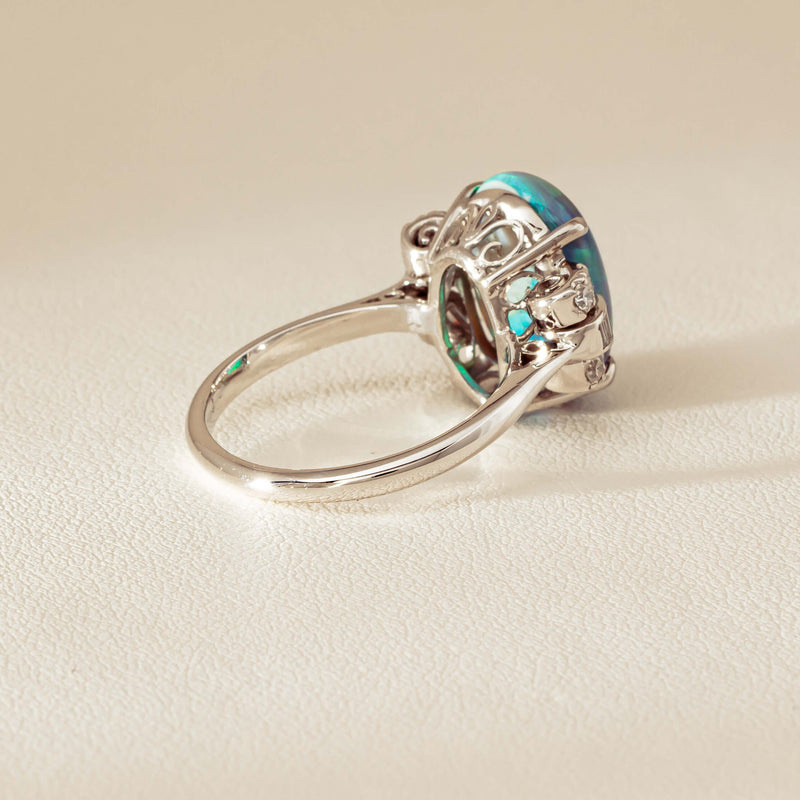 Vintage Silver/Palladium/Gold Opal & Diamond Ring - Ring - Walker & Hall